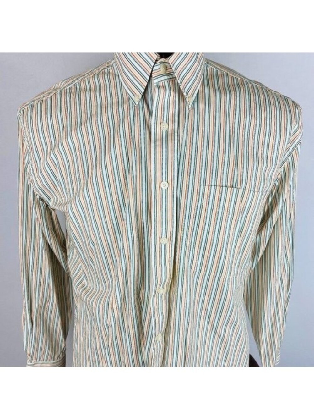 Alan Flusser Shirt Mens Multicolored Striped Long Sleeve Button Down L